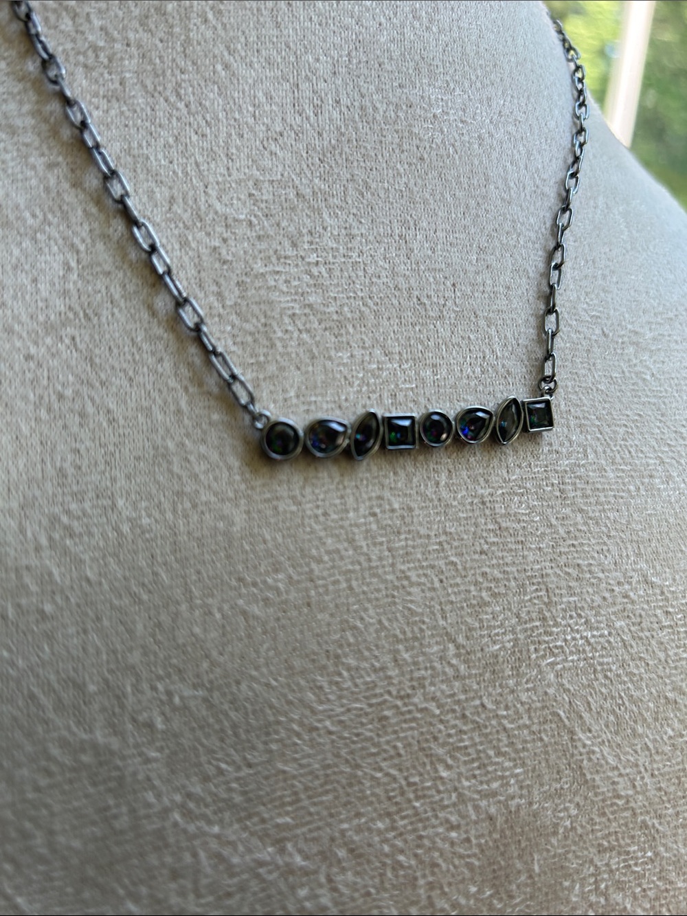 Bomb Party Alexandrite on Hermatite Plated Chain New in Box NWT